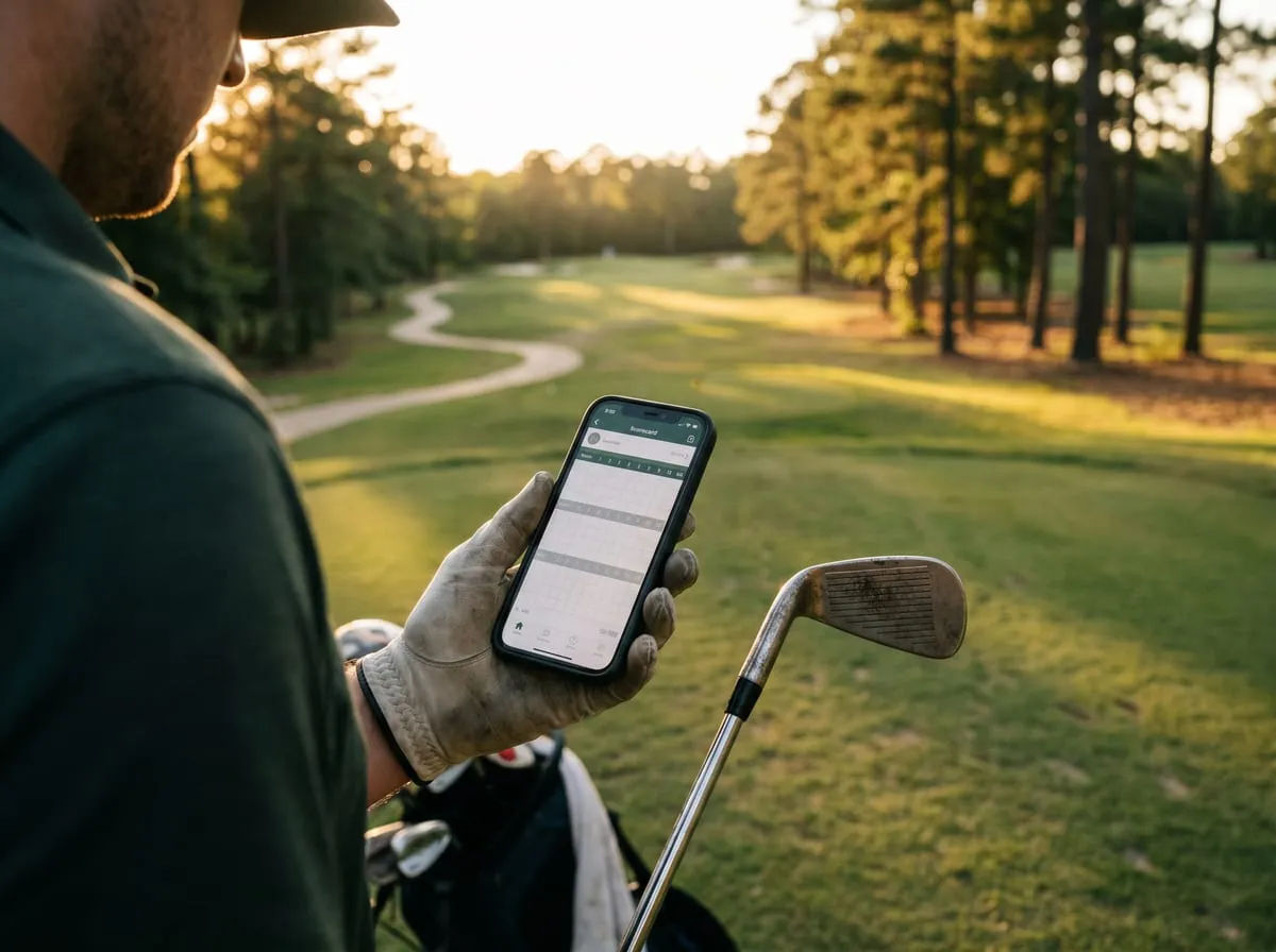A player logging a round on the course